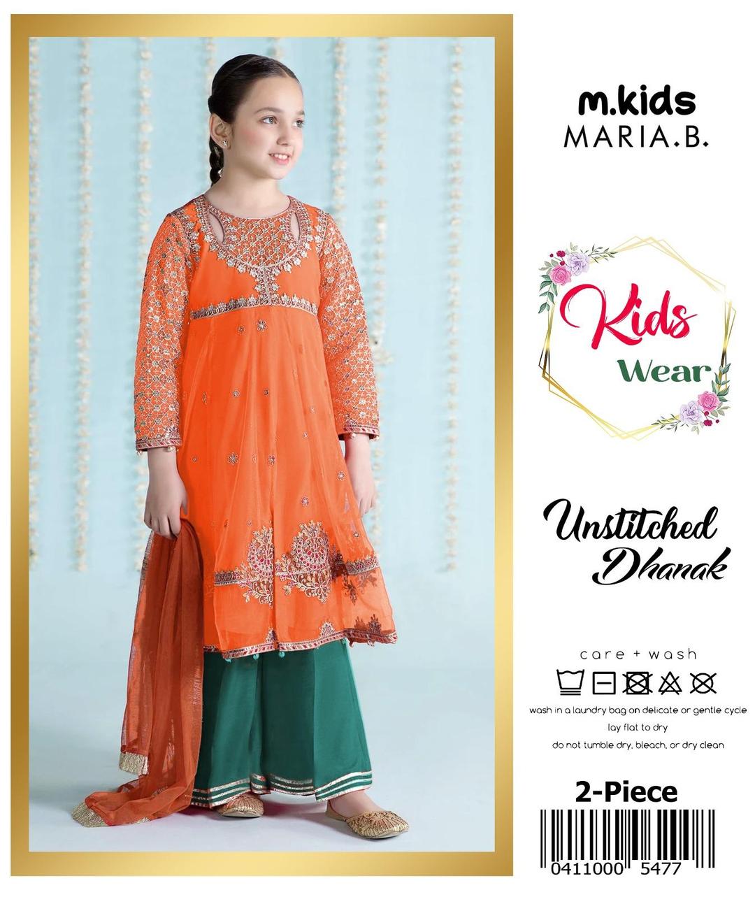 2 Pcs Girls Dhanak Embroidered Unstitched Suit