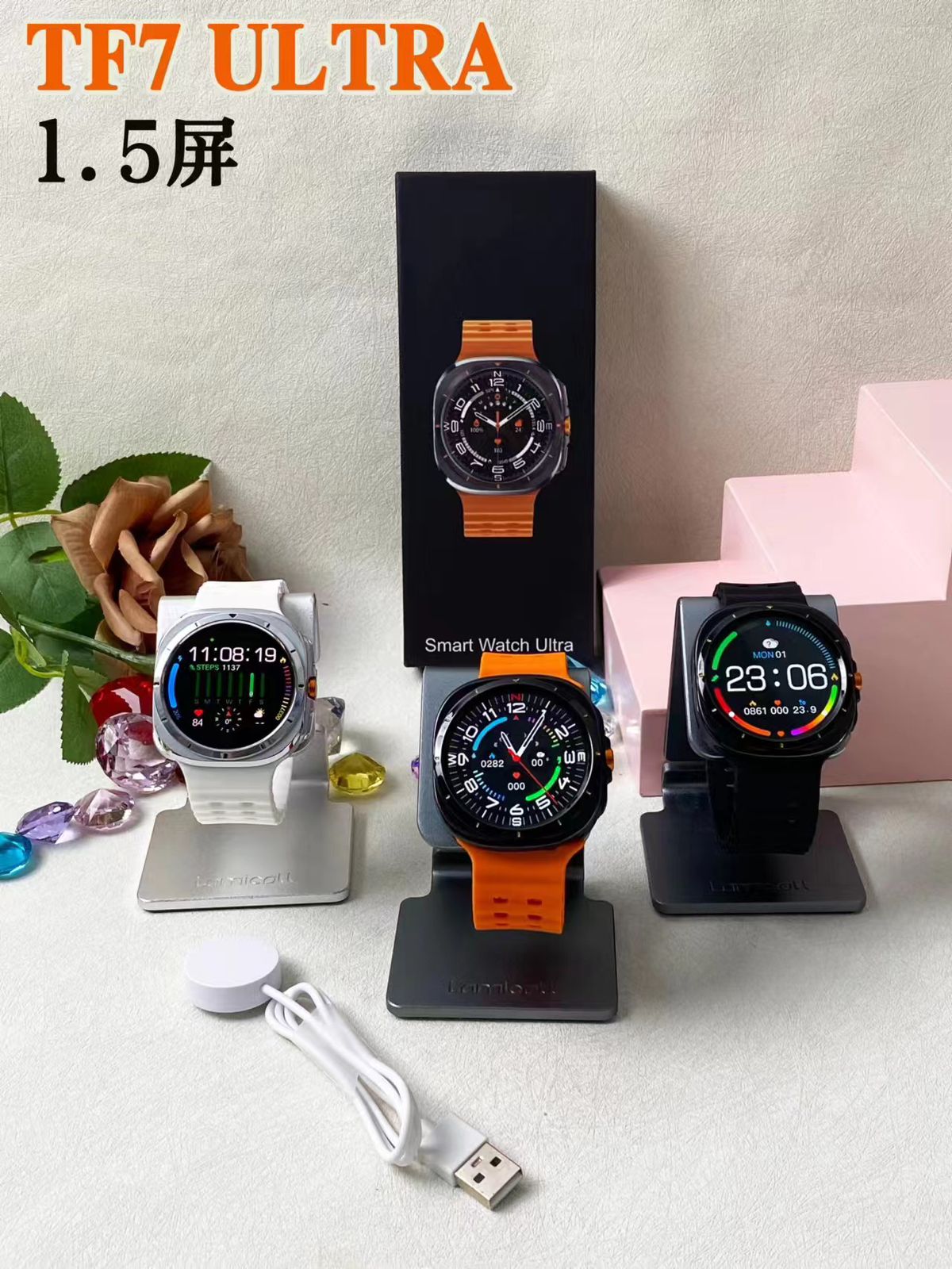 SMART WATCH ULTRA , TF7 ULTRA 1.5 ,ROUND DIAL